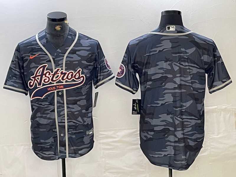 Men%27s Houston Astros Blank Gray Camo Cool Base Stitched Jersey